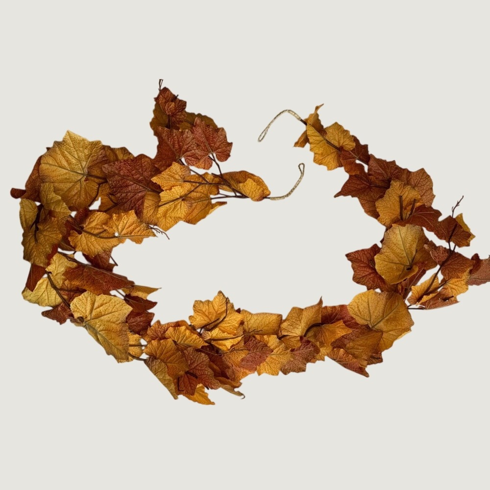 Fall Autumn Leaf Garland 6ft 72" Orange Gold Brown Leaves Thanksgiving Decor